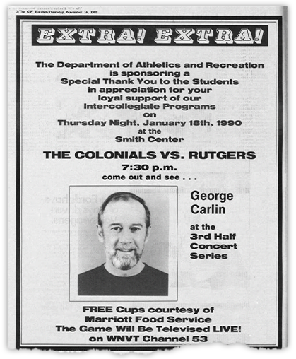 Flyer for the Colonials vs Rutgers