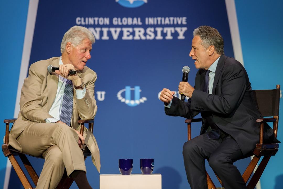 Bill Clinton and Jon Stewart